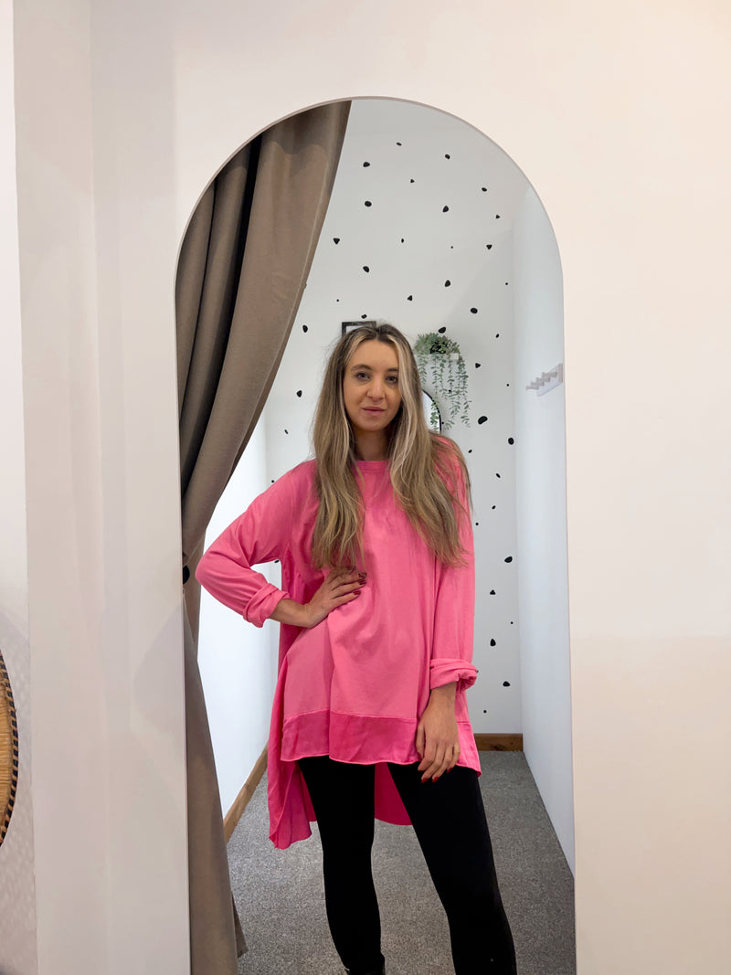 Oversized satin detail long top