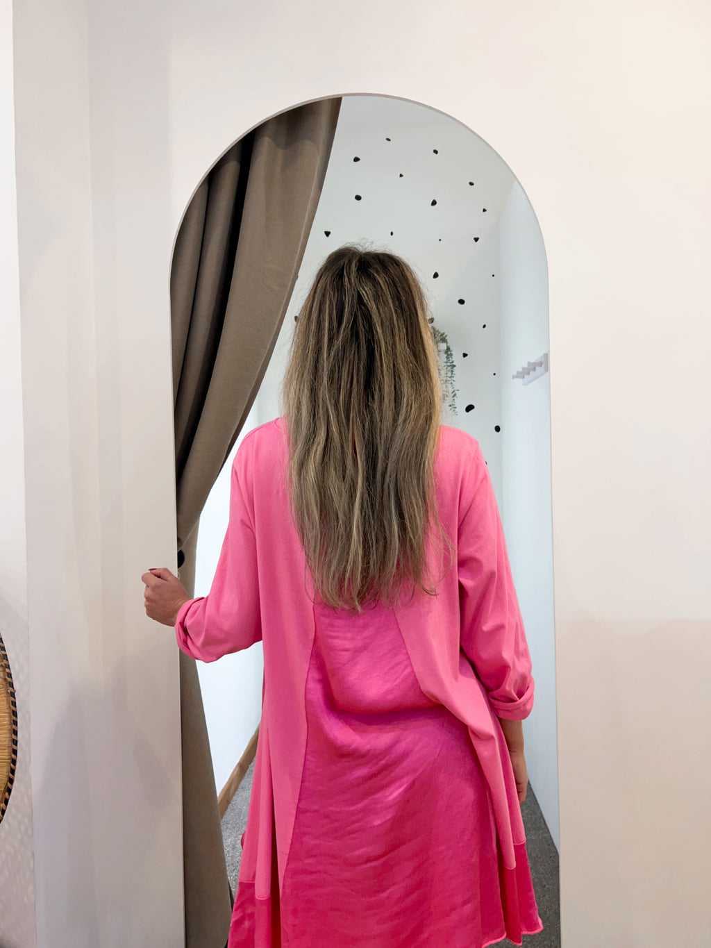 Oversized satin detail long top
