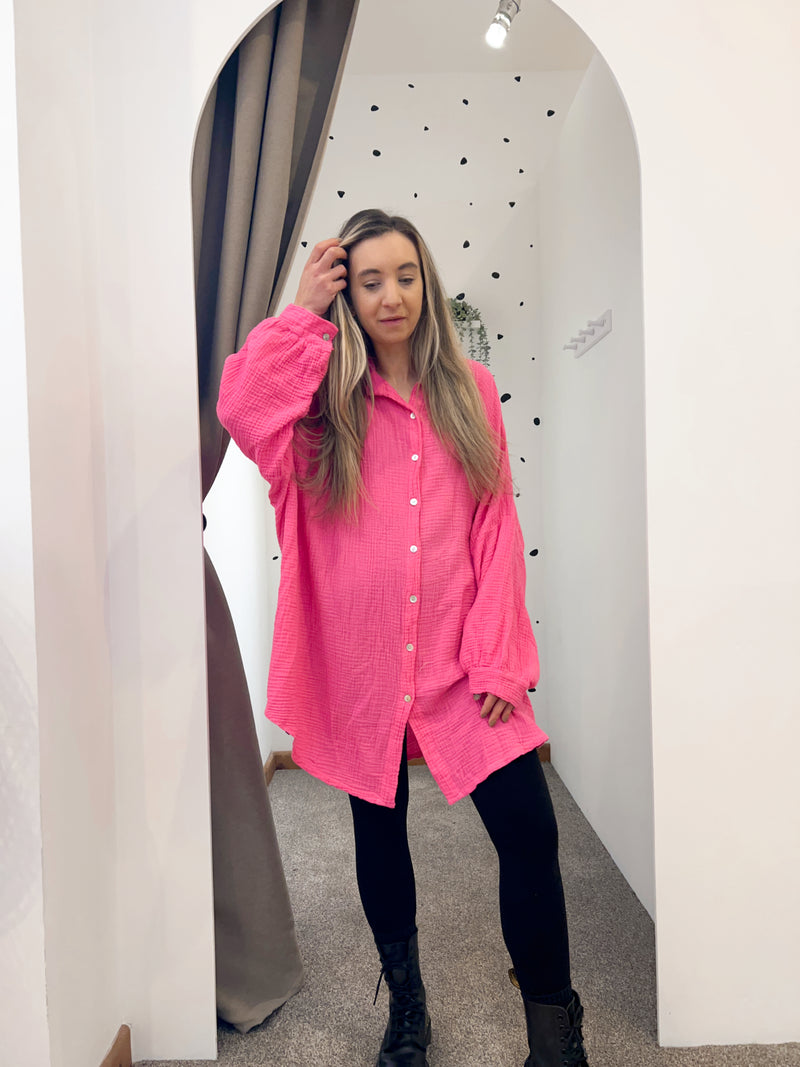 Oversized cheesecloth shirt pink