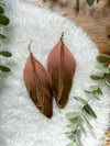 Pink feather earrings