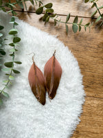 Pink feather earrings