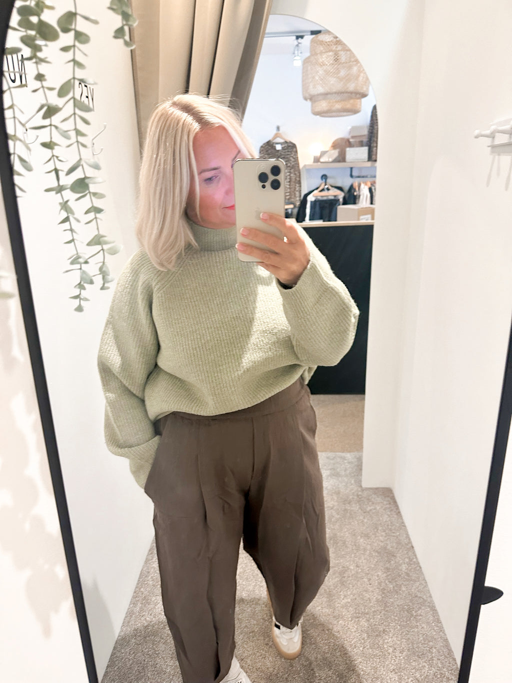 Soft feel funnel neck jumper pistachio