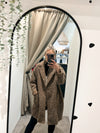 Fluffy knit coat brown