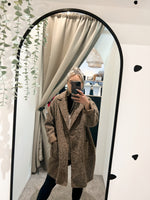 Fluffy knit coat brown