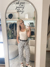 Belted leopard print magic trousers