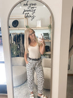 Belted leopard print magic trousers