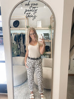 Belted leopard print magic trousers