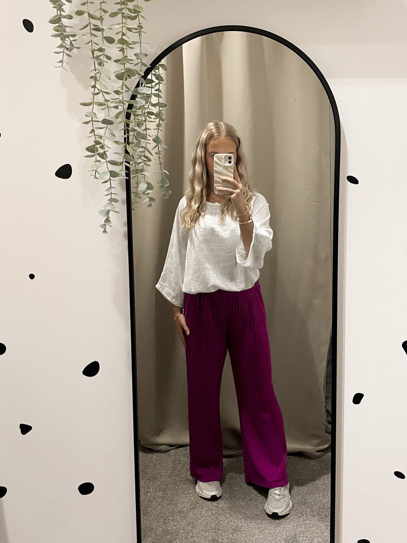 Ribbed trousers berry