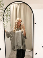 Crinkle frill hem blouse