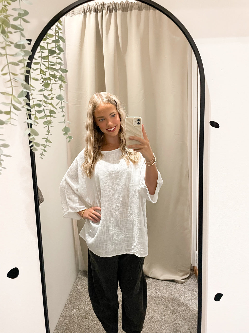 Pure cotton round neck top white