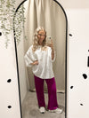 Ribbed trousers berry
