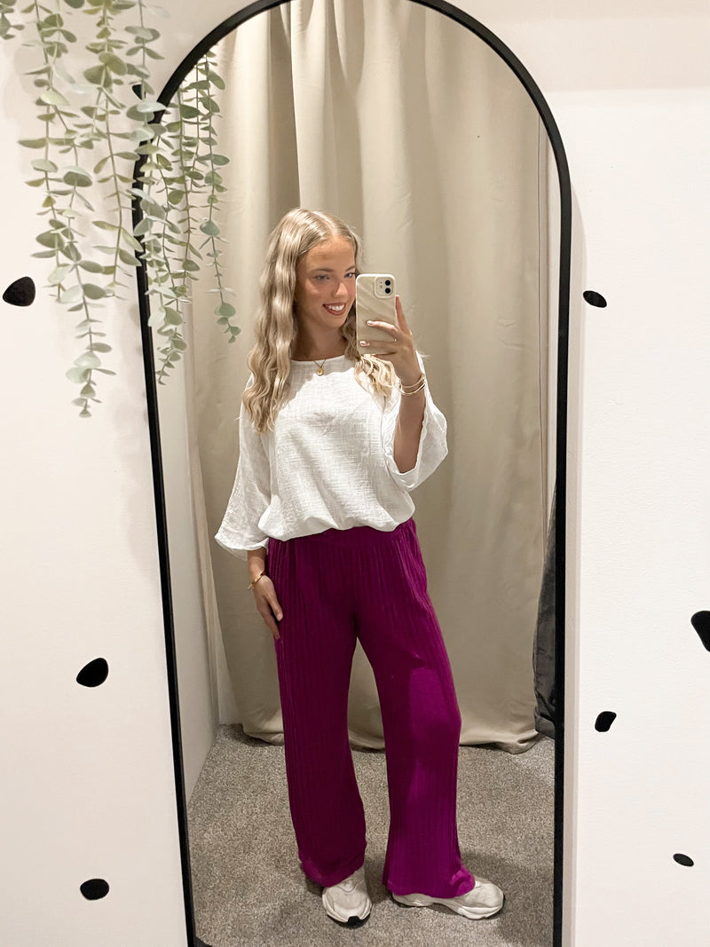 Ribbed trousers berry