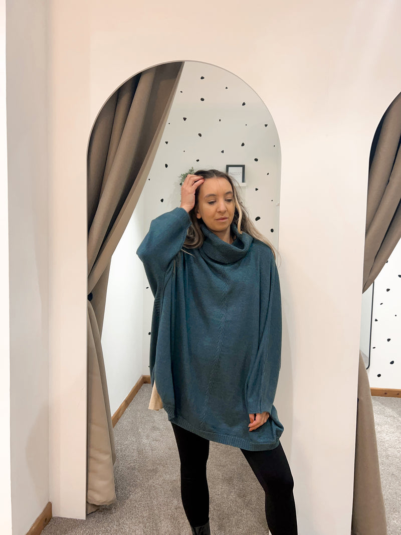 Roll neck soft jumper sea blue