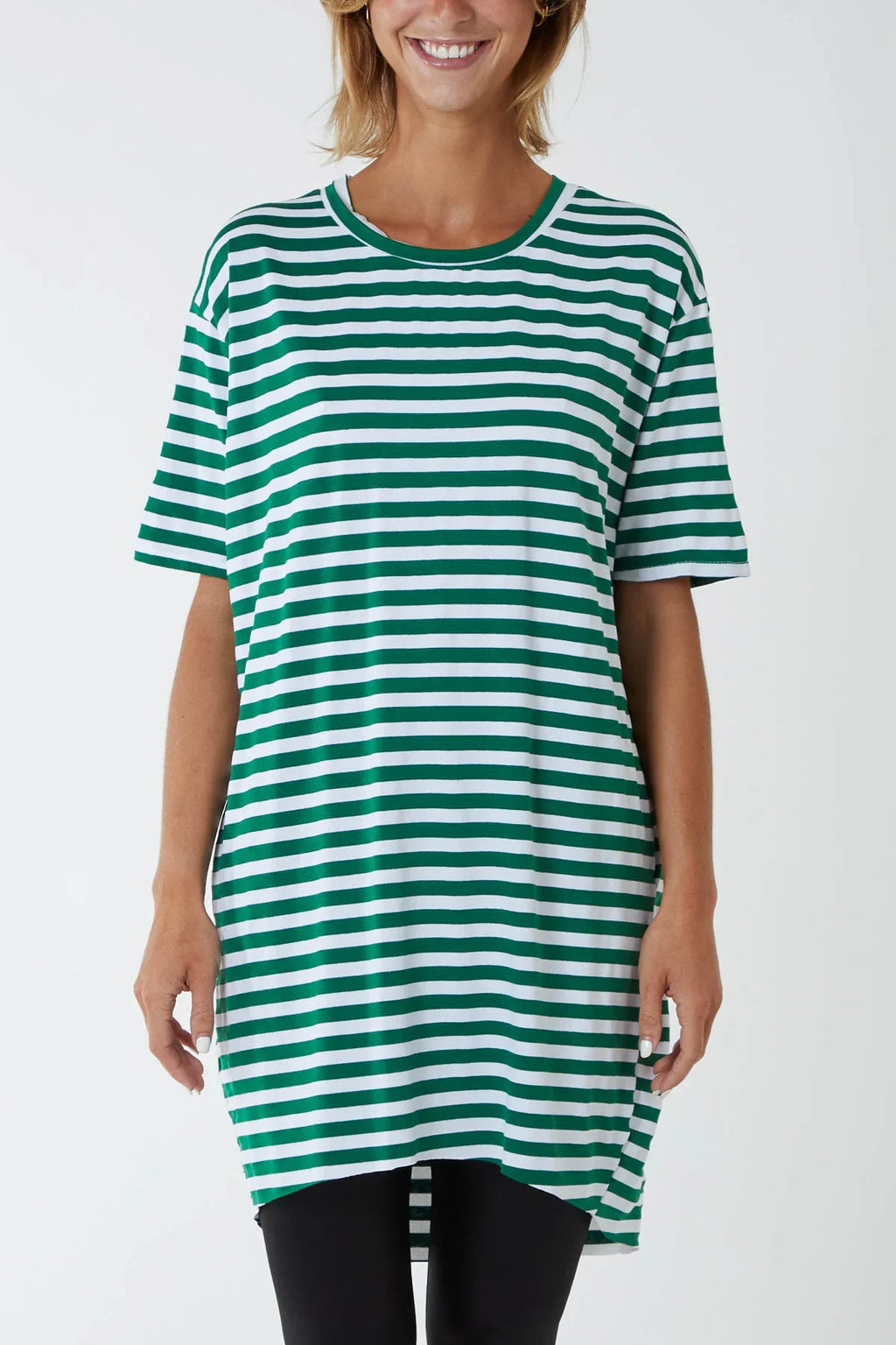 Striped tshirt dress Green
