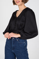 Button up top with gathered sleeve