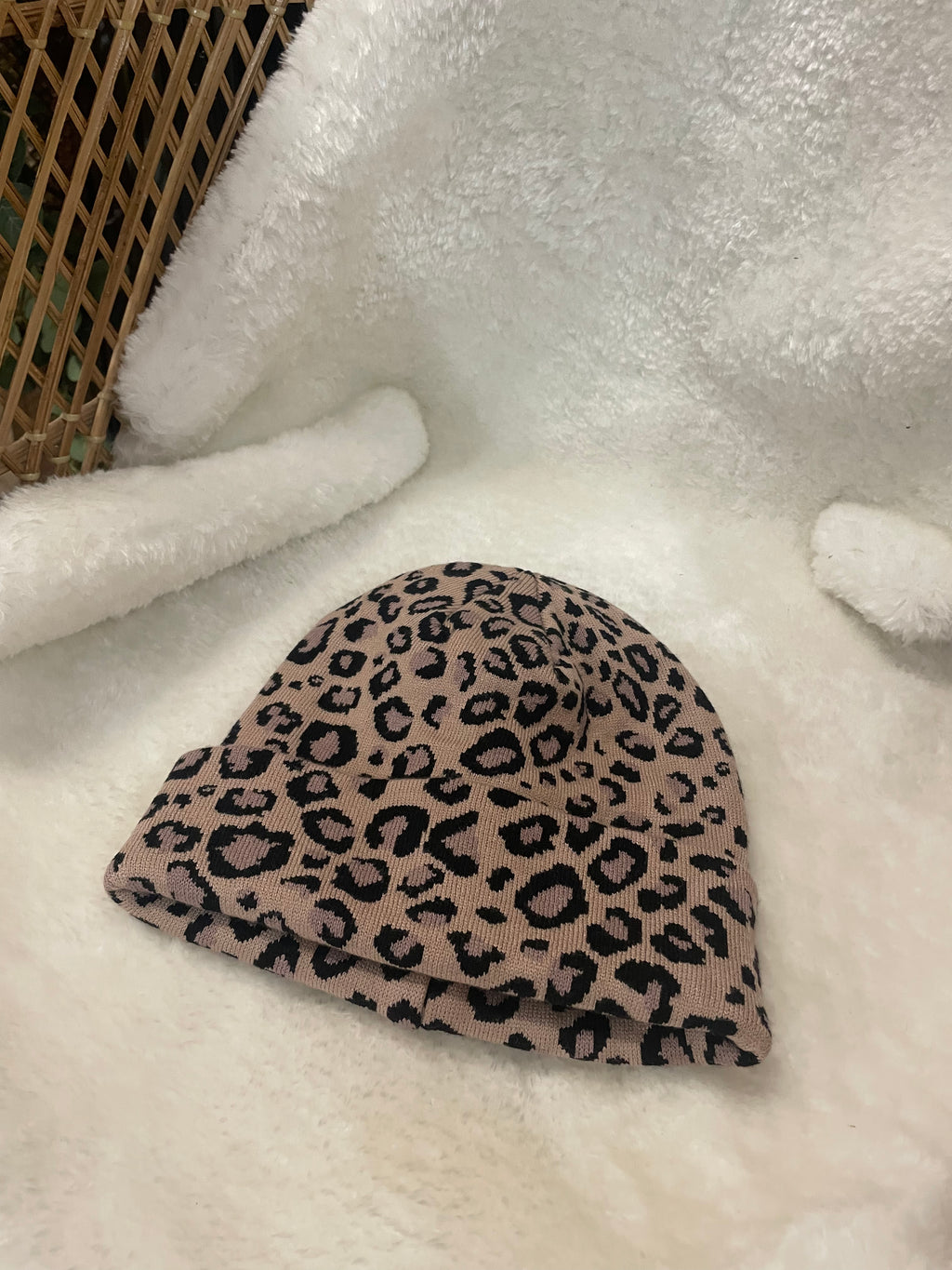 Leopard print beanie