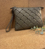 Taupe quilted clutch