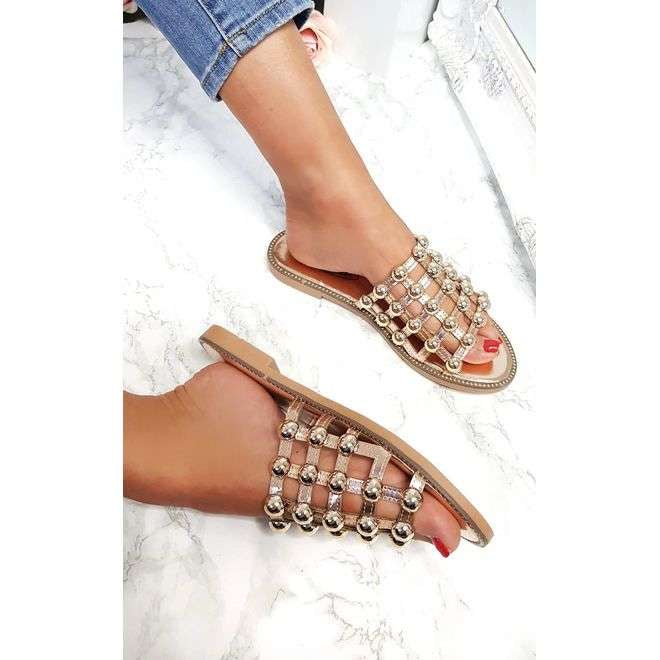 Rose gold open toe sandals