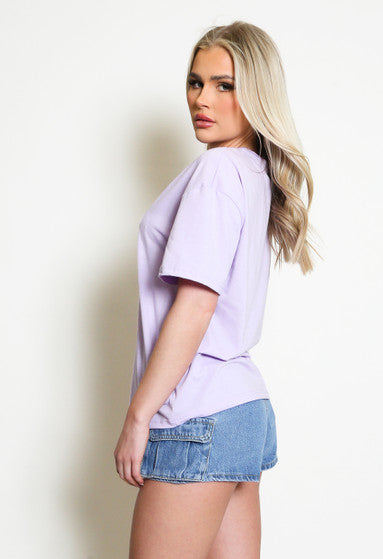 Plain oversized T shirt lilac