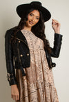 Smock dress with paisley and leopard print mix